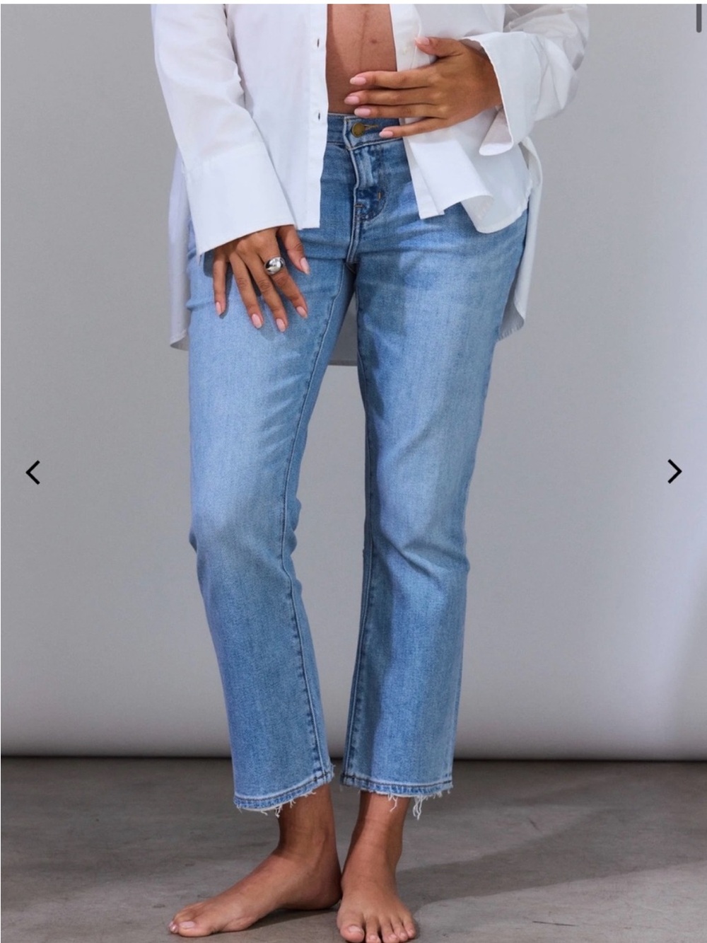 Hatch - The Crop Maternity Light Blue Straight Jeans